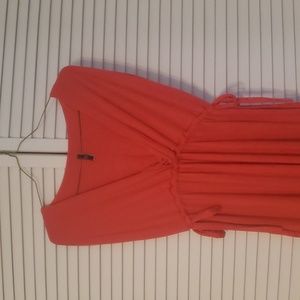 Red Pink Coral Maternity Nursing Adjustable Maxi Dress